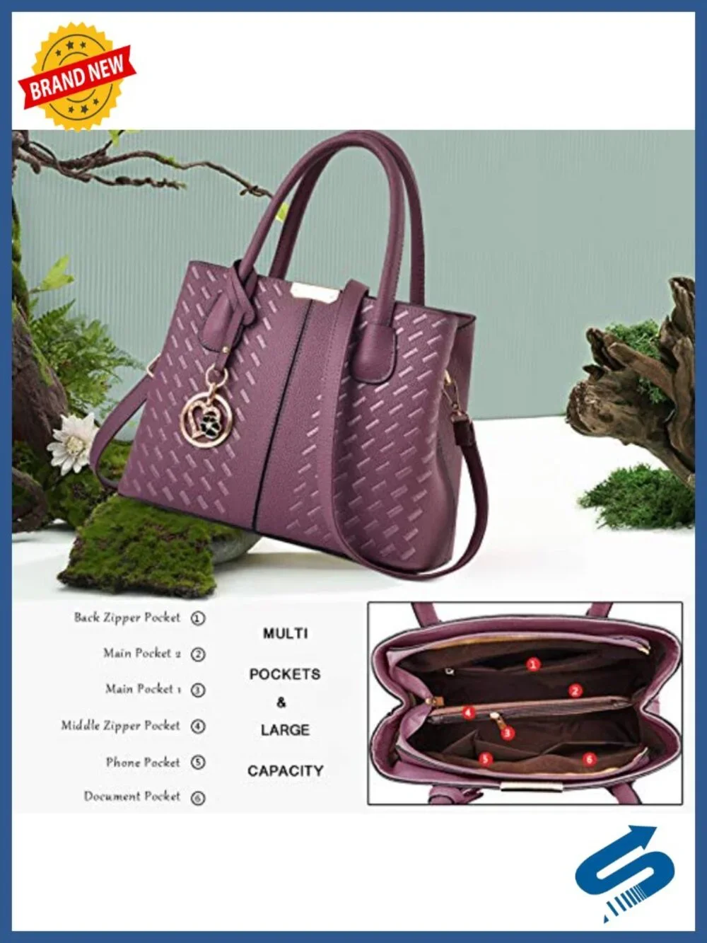 PU Leather Top Handle Satchel Tote Shoulder Bag Crossbody